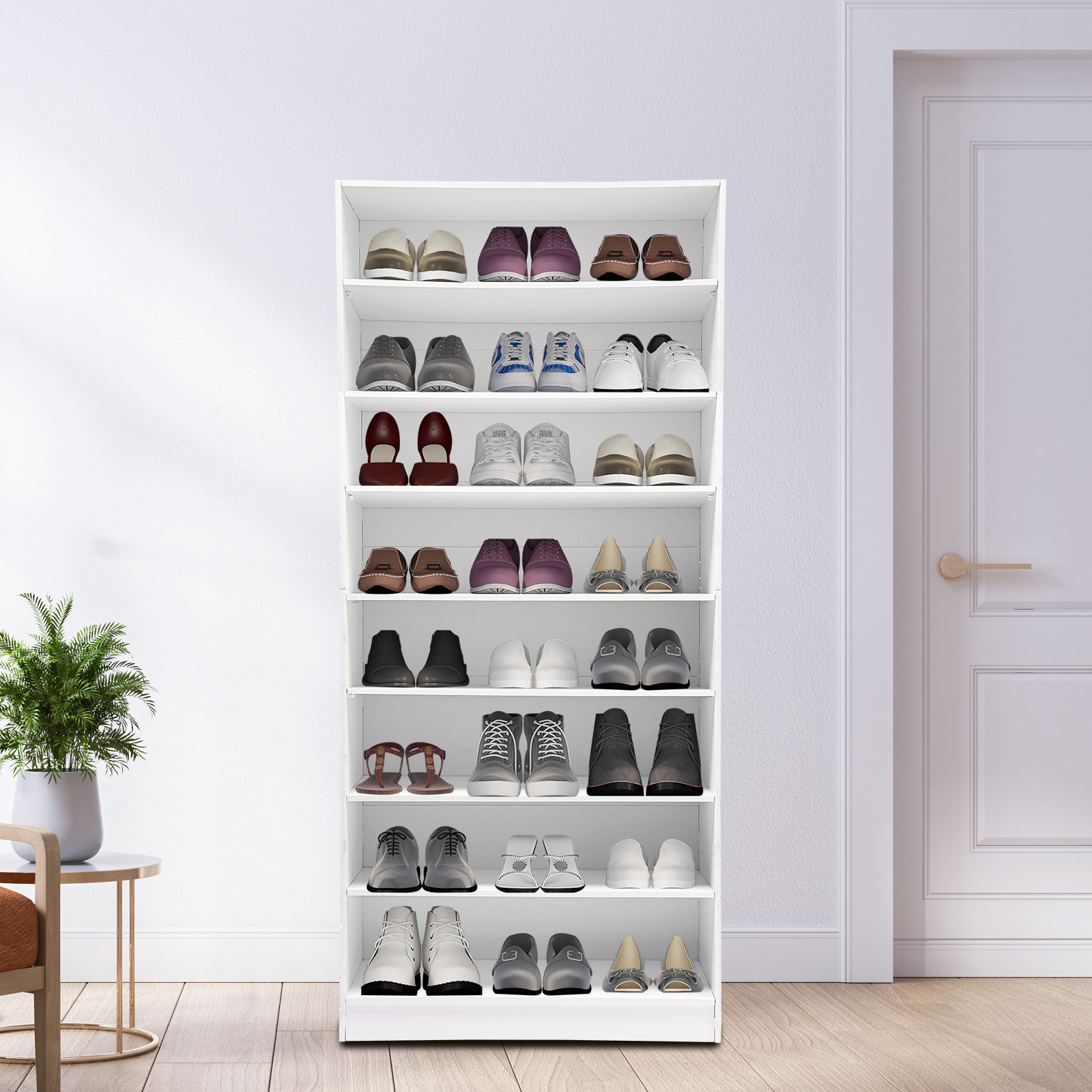 Latitude Run® 8-Tier Freestanding 32 Pairs Shoes Shelf Organizer